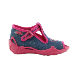 Befado 213p101 pantoufles avec un coeur bleu marin rose Befado 213p101 pantoufles avec un coeur bleu marin rose