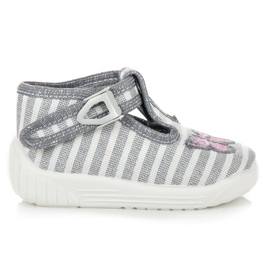 Reweks Pantoufles grises avec papillon