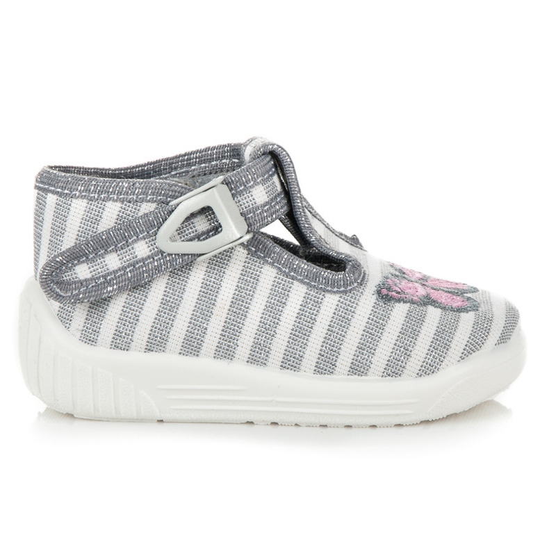 Reweks Pantoufles grises avec papillon