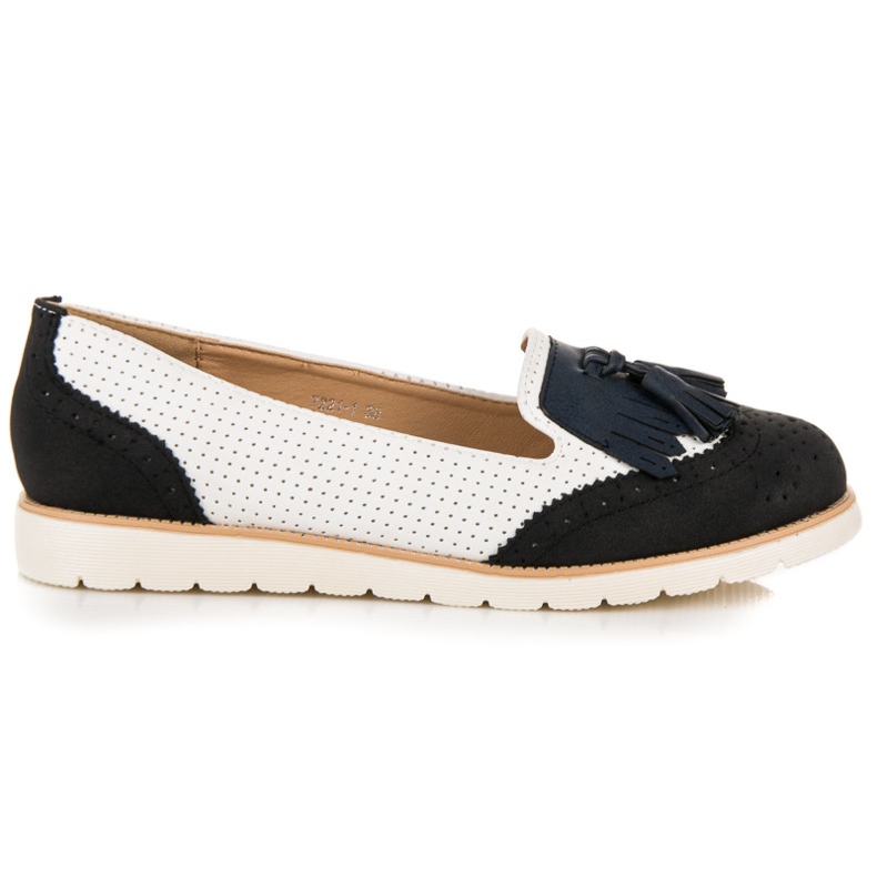 Vices Ballerines Ajourées À Franges le noir blanche