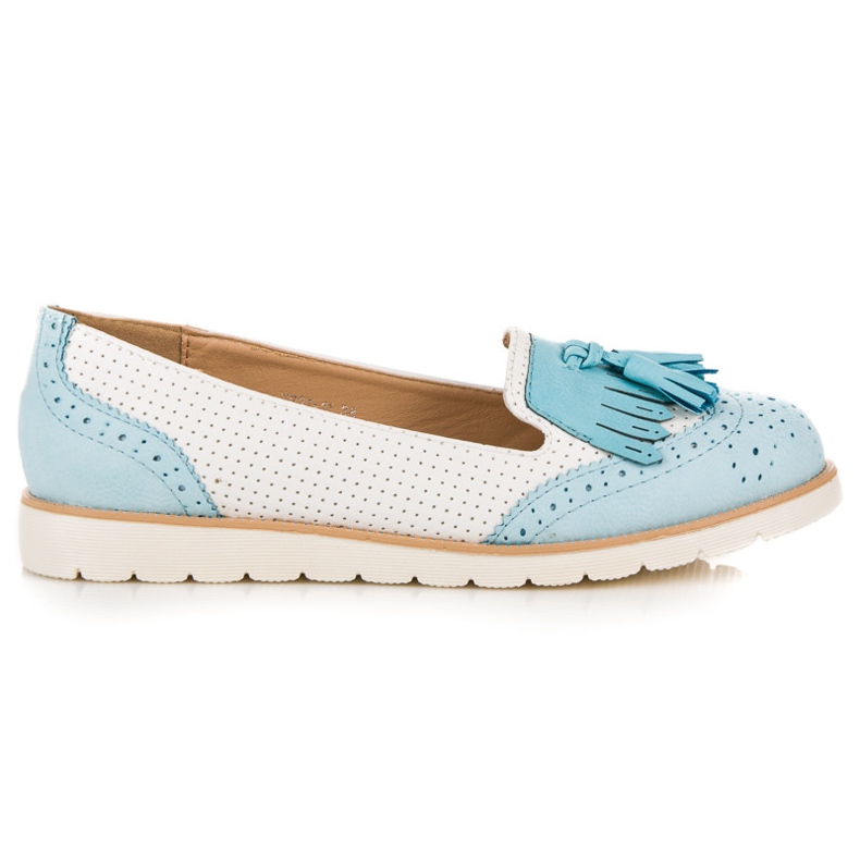 Vices Ballerines ajourées à franges blanche bleu