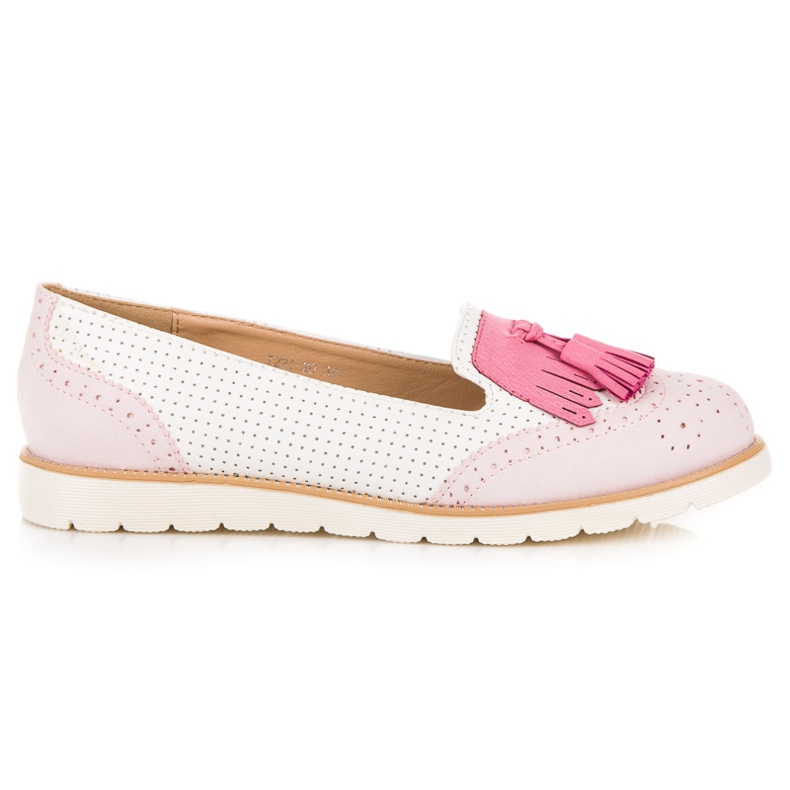 Vices Ballerines Ajourées À Franges blanche rose