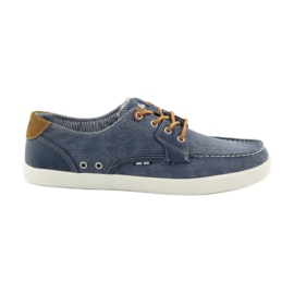 American Club Mocassins noués en textile pour hommes American 205081 bleu marine bleu