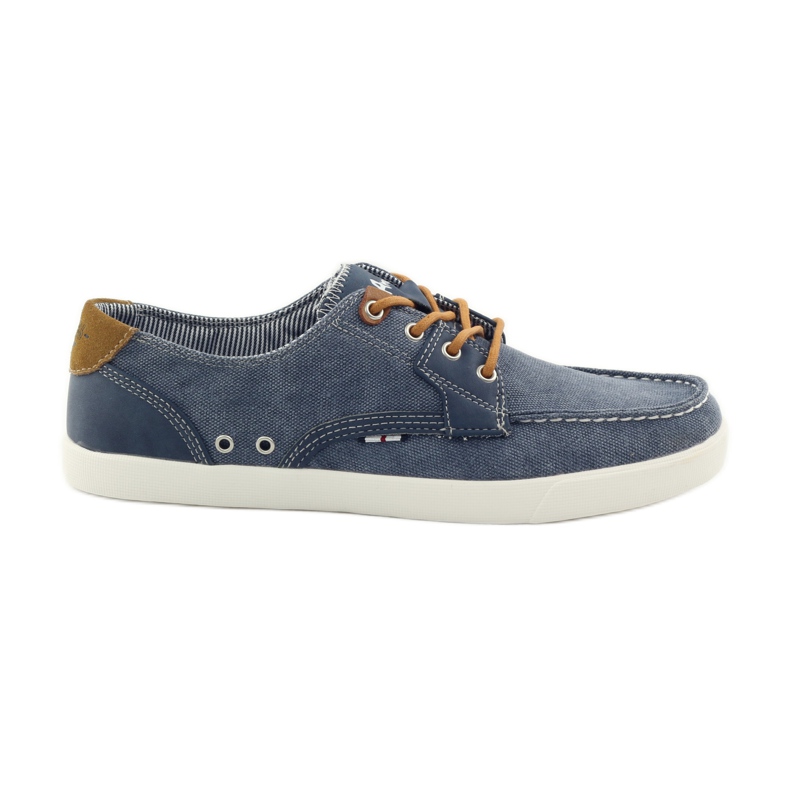 American Club Mocassins noués en textile pour hommes American 205081 bleu marin bleu