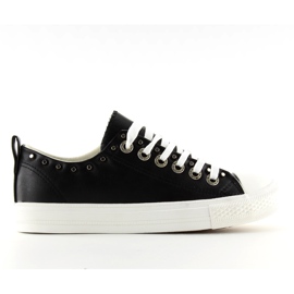 Noir SM-2738 Baskets noires pour femmes avec clous le noir