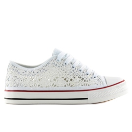 Baskets blanches à lacets pour femmes NB89P blanc