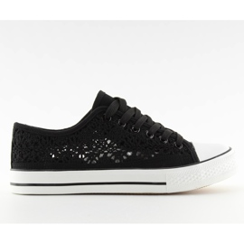 Baskets noires à lacets pour femmes NB89P Noir le noir