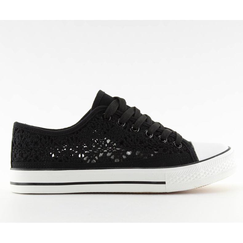 Baskets noires à lacets pour femmes NB89P Noir le noir