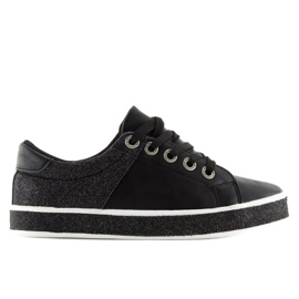 Baskets noires brillantes noires pour femmes BL125 Black gris