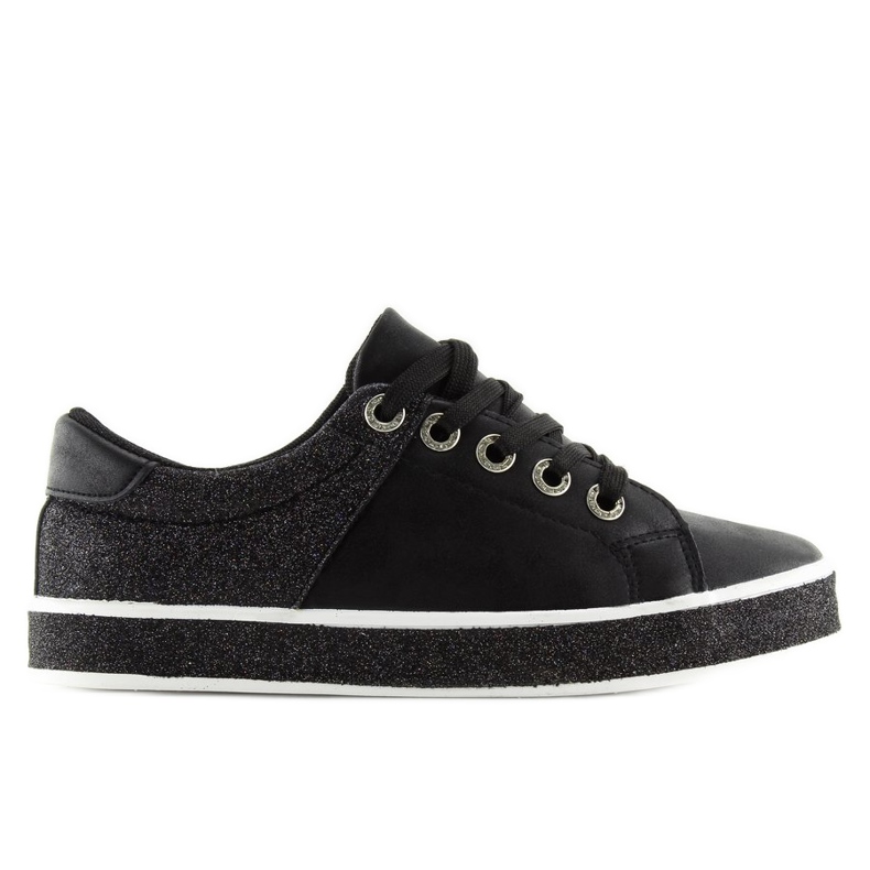 Baskets noires brillantes noires pour femmes BL125 Black le noir gris