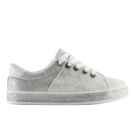Baskets blanches brillantes pour femmes BL125 White gris
