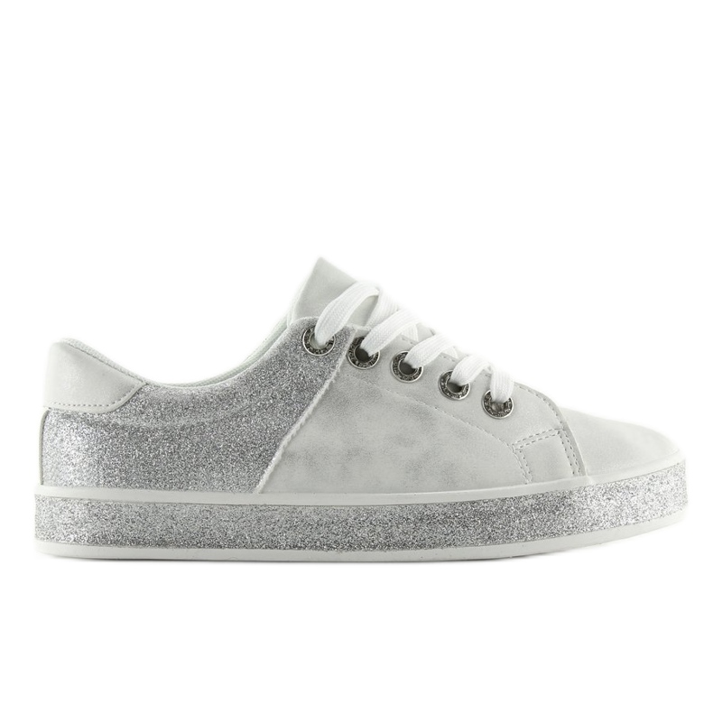 Baskets blanches brillantes pour femmes BL125 White gris