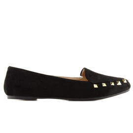 Mocassins noirs pour femmes avec clous noir 1388 Black le noir