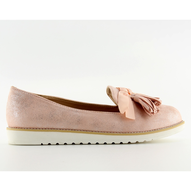Mocassins femme à pompons roses 7214 Rose