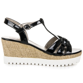 Kylie Sandales compensées laquées noir