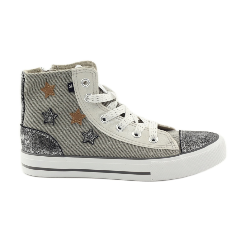 Baskets pour enfants attachées en étoiles grises 374068 Big Star