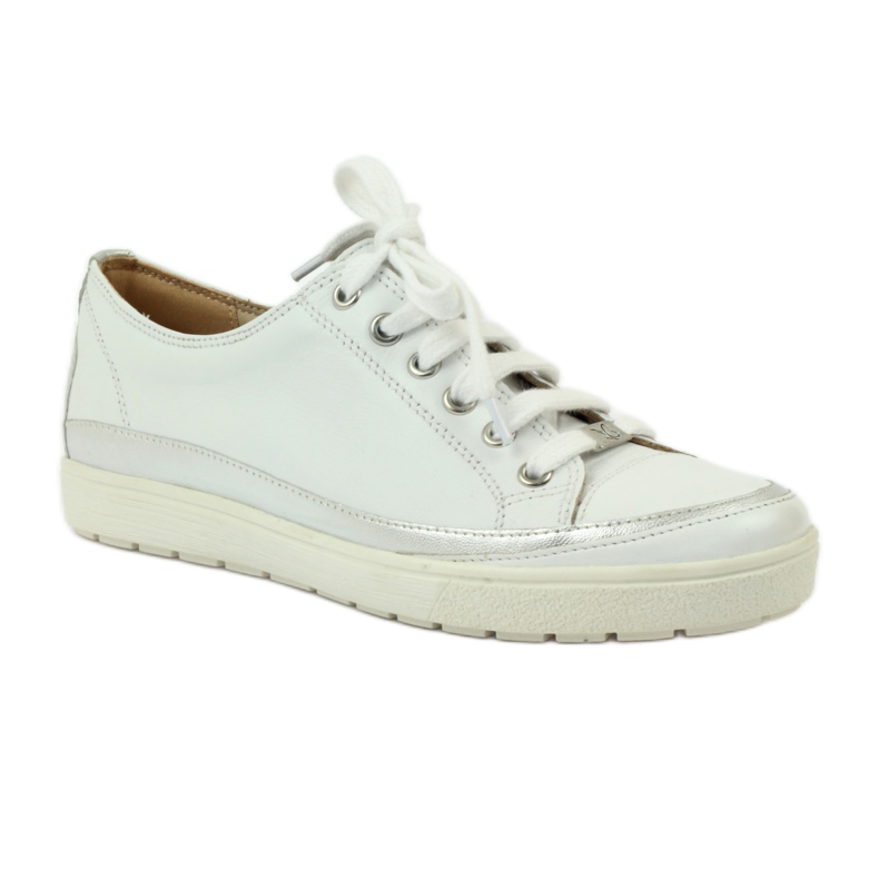 Baskets sport femme Caprice 23654 cuir blanc et argent blanche gris