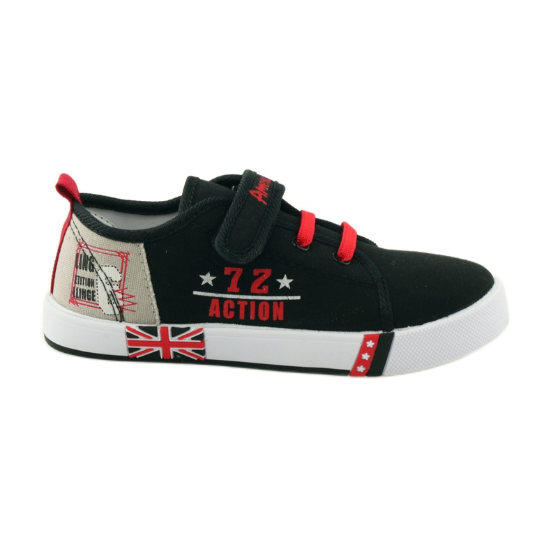 American Club Baskets américaines baskets semelle intérieure en cuir rouge le noir