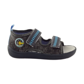 American Club Sandales à semelle intérieure en cuir américain gris bleu