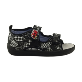 American Club Sandales à semelle intérieure en cuir américain blanc noir