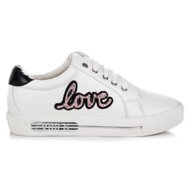 Vices Espadrilles à lacets Love blanc rose