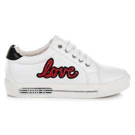 Vices Espadrilles à lacets Love blanc rouge