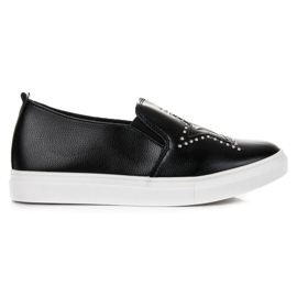 Slipons noirs avec une étoile le noir