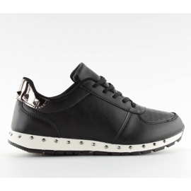 Noir BK-85 Chaussures de sport noires à clous gris