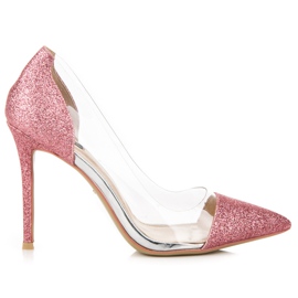 Vices Escarpins transparents à paillettes rose