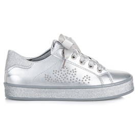 Baskets scintillantes avec ruban gris
