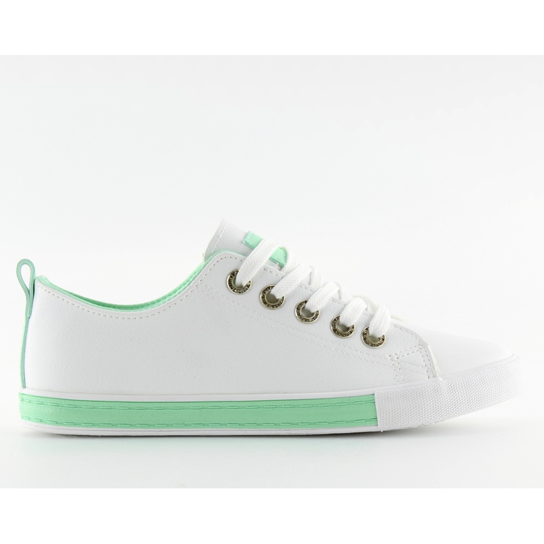 Baskets femme blanches A88-07 vert