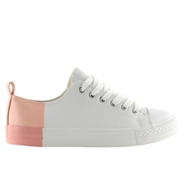 Baskets blanches bicolores BK378 White / Bare Pink