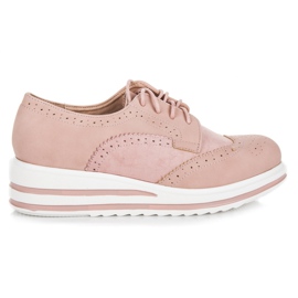 Vices Bottines à lacets en daim rose