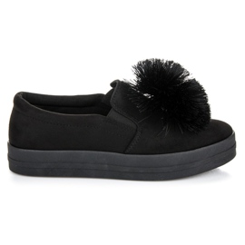 Vices Slipons en daim avec pompon le noir