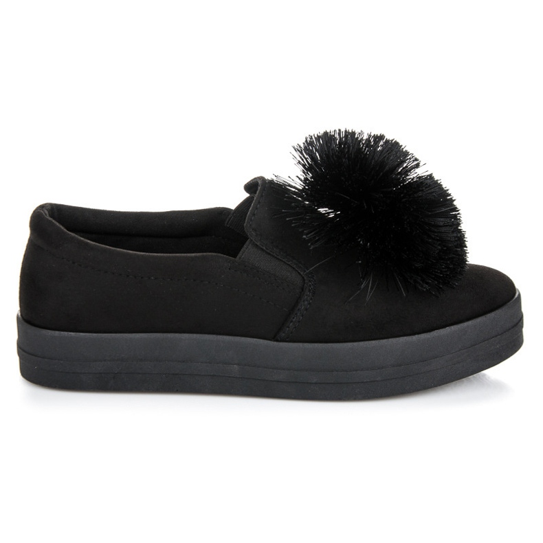 Vices Slipons en daim avec pompon le noir