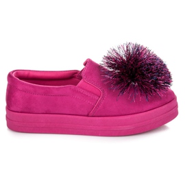 Vices Slipons en daim avec pompon rose
