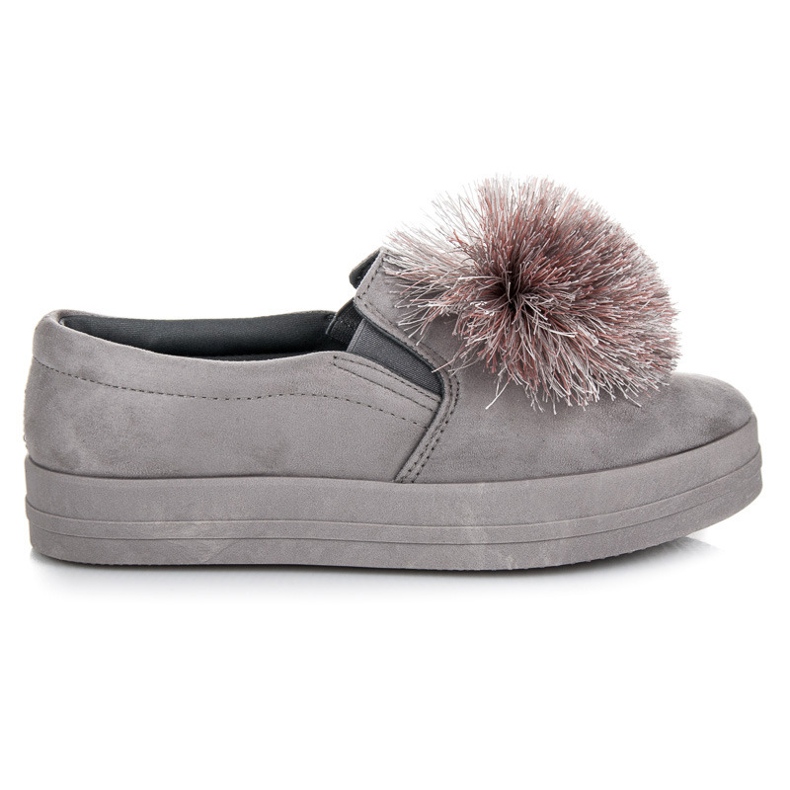 Vices Slipons en daim avec pompon gris