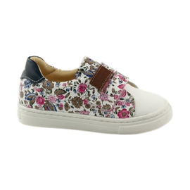 Chaussures fille à fleurs Bartuś rose brun blanc