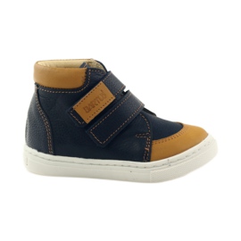 Chaussures pour garçons avec velcro Bartuś bleu marin brun