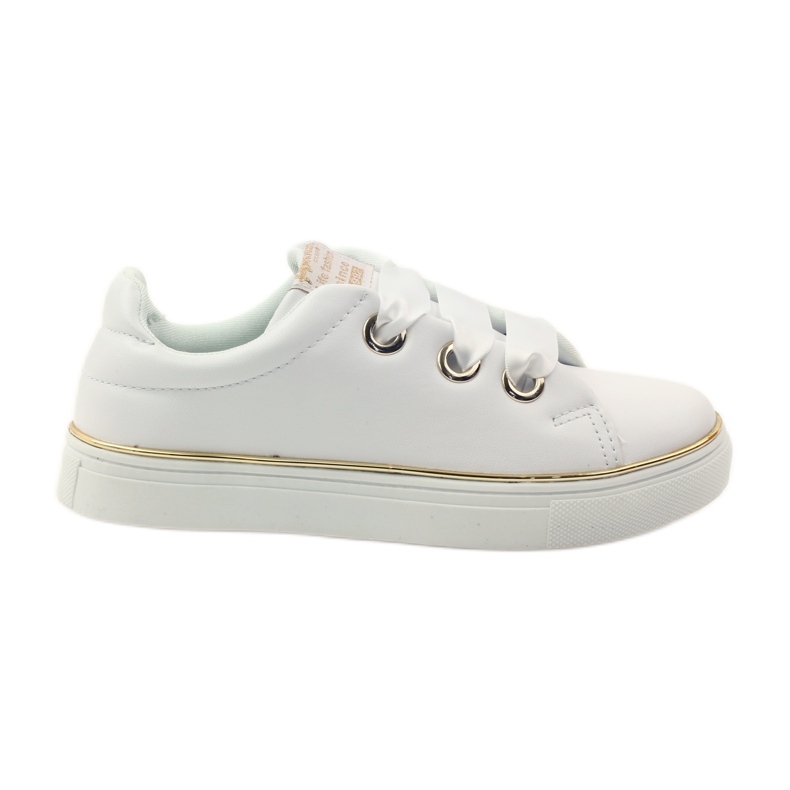 American Club Baskets en satin American 17508 lacet ['or blanc'] blanche
