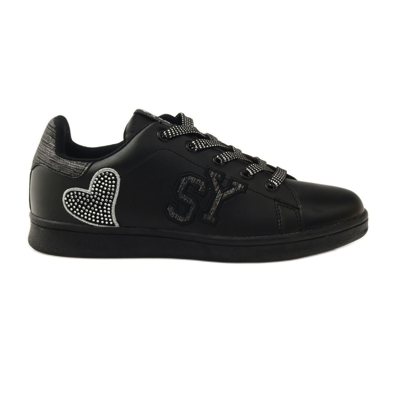 American Club Baskets American Heart avec semelle intérieure en cuir gris le noir