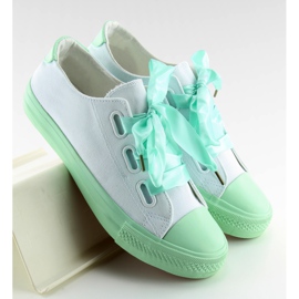 DC11 WHITE / GREEN baskets blanches et menthe avec rubans vert