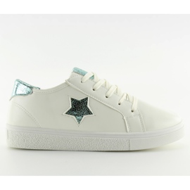Baskets blanches pour femmes 343-Y Vert bleu