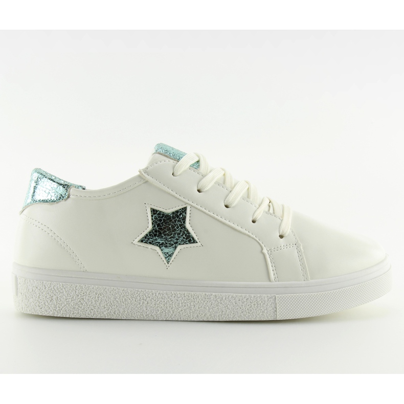 Baskets blanches pour femmes 343-Y Vert bleu