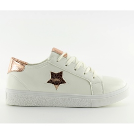 Baskets femme blanches 343-Y or jaune