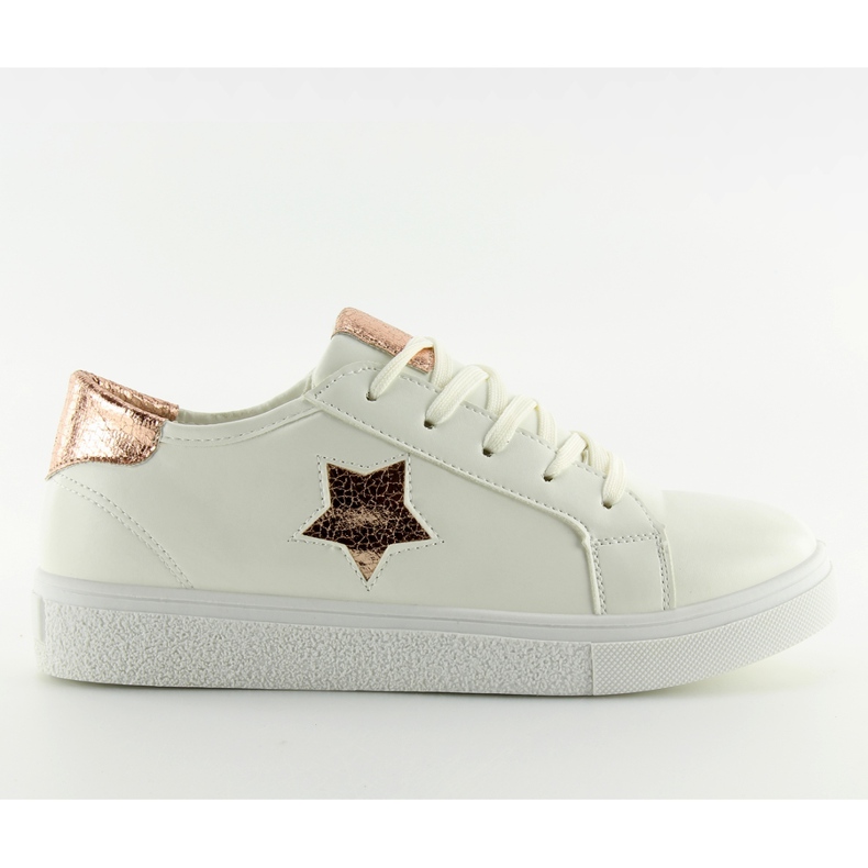 Baskets femme blanches 343-Y or jaune