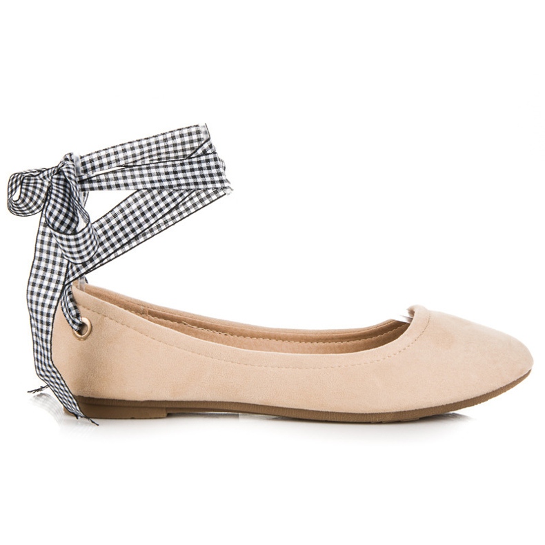 Ch. Creation Ballerines en daim à ruban brun