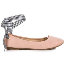 Ch. Creation Ballerines en daim à ruban rose