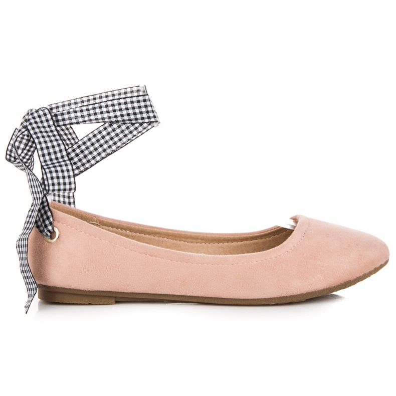 Ch. Creation Ballerines en daim à ruban rose