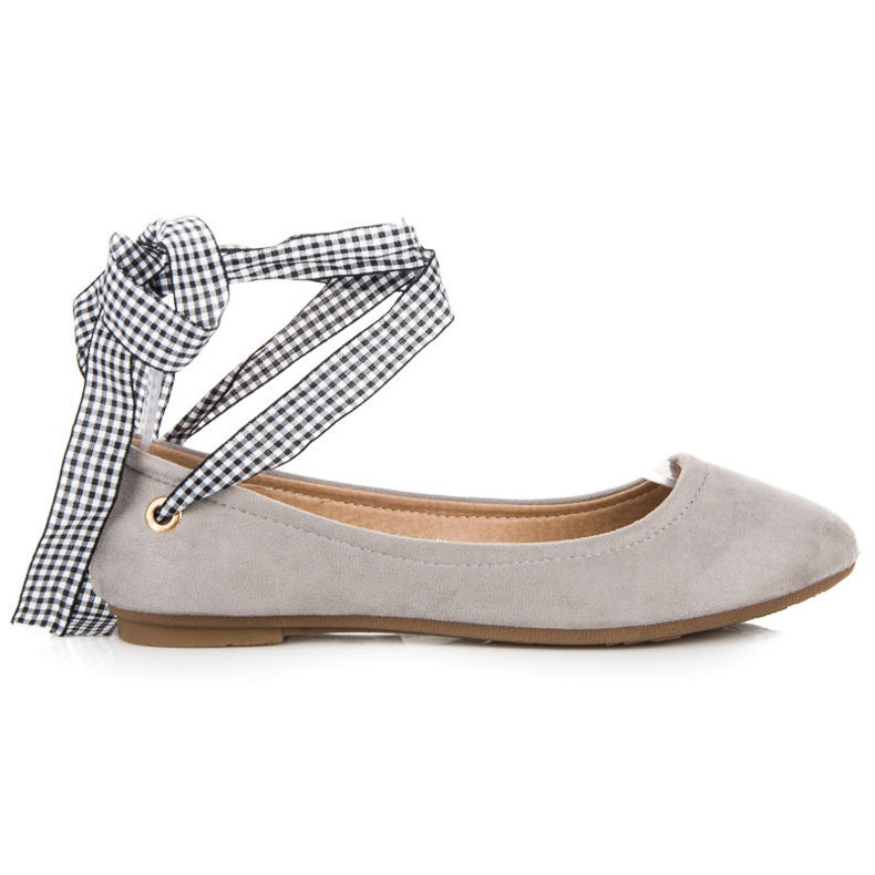 Ch. Creation Ballerines En Daim Avec Ruban gris